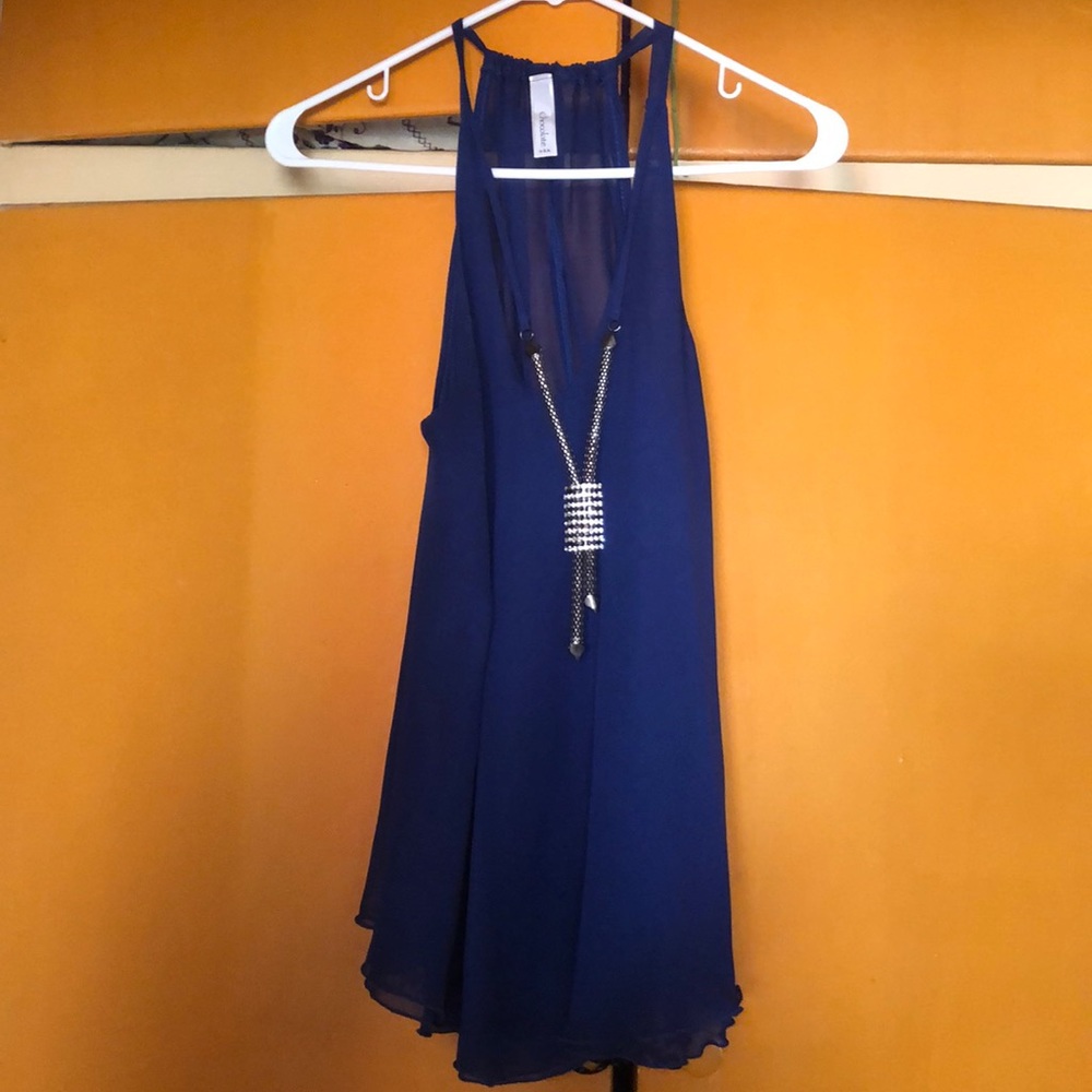 Blue top with necklace attatched